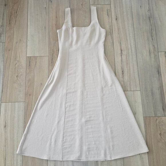 Joie Dresses & Skirts - Joie Cream Sleeveless A-Line Square Neck Soft Fit & Flare Midi Dress Women Sz 6